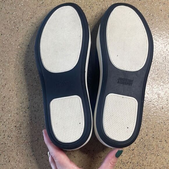 Johnston & Murphy Emerson Perforated Lace Up Black Suede & Metallic Trim Sneaker - Picture 11 of 12